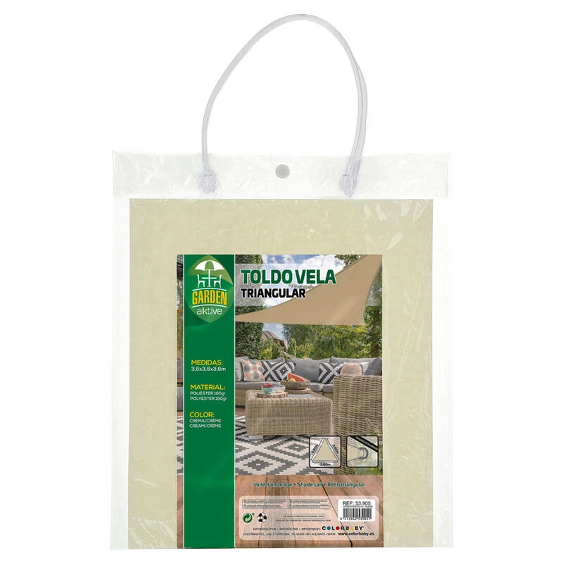 Aktive Garden Store D'ombrage Triangulaire Couleur Crème – Image 4