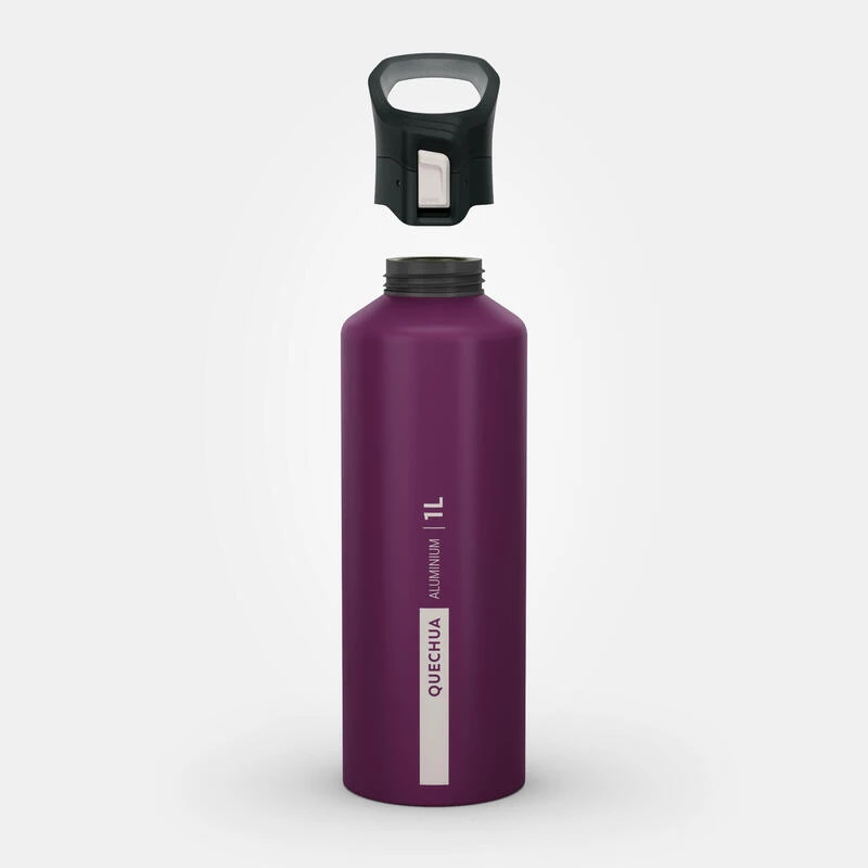 Quechua Gourde Alu 1L Avec Bouchon à Ouverture Rapide Pour La Randonnée - Violet 4 Quechua Gourde Alu 1L Avec Bouchon à Ouverture Rapide Pour La Randonnée - Violet – Image 2