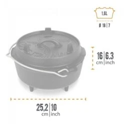 Petromax Dutch Oven FT3-3QT (avec Pieds) Et Levier De Couvercle -Matériel De Camping petromax dutch oven ft3 3qt avec pieds et levier de couvercle 2
